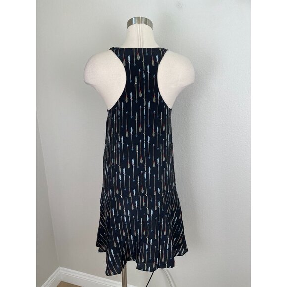 Joie Womens Small 100% Silk Arrow Print Racerback Swing Dress Sleeveless - Picture 4 of 11